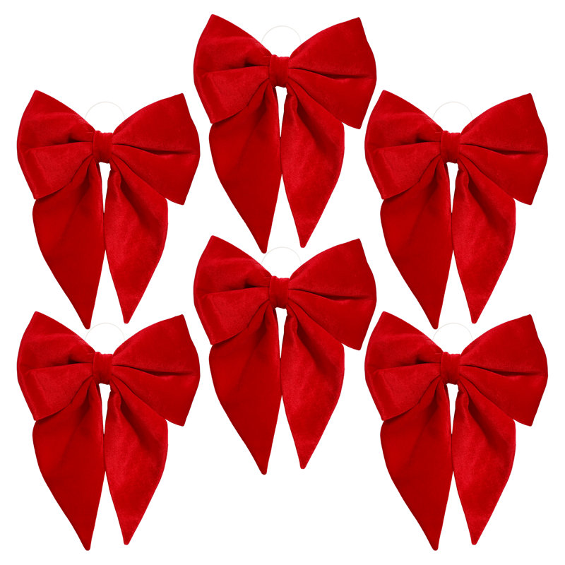 Christmas Bow Ornament, Set Of 6 - 19 Inches