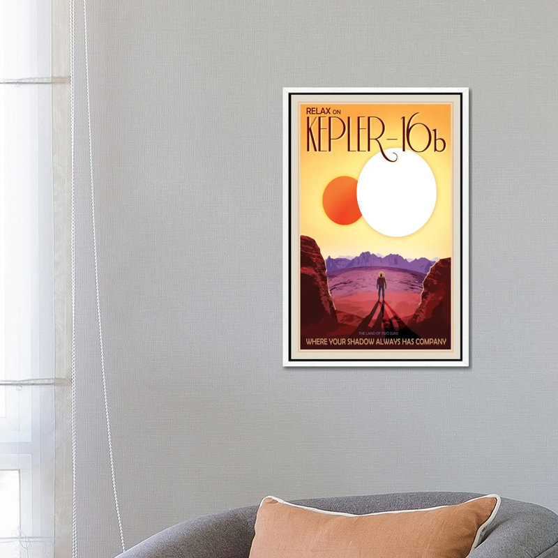 Kepler-16B by NASA - Print on Canvas, 66.04 cm H x 45.72 cm W, White Framed