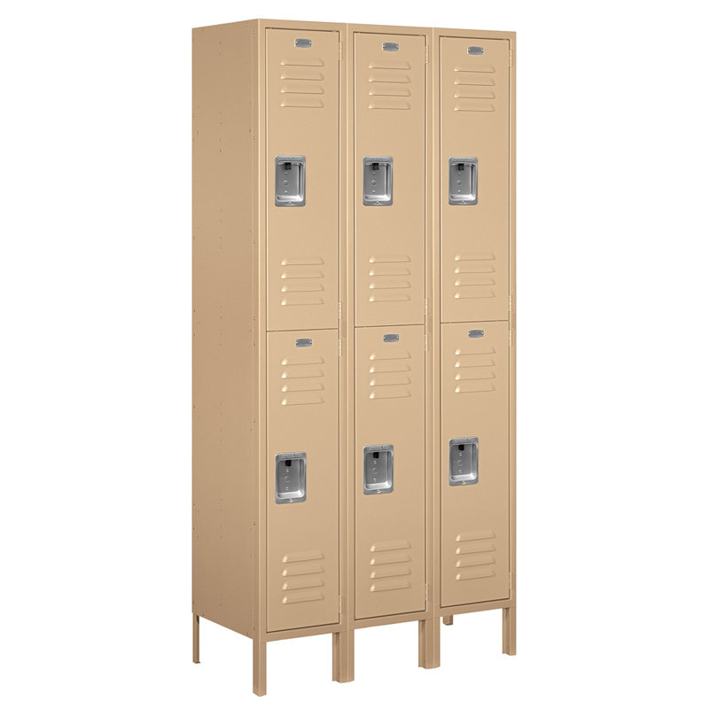Casier 2 niveaux et 3 rangées, Non assemblés, H 78 po x l 36 po x P 18 po, Brun clair