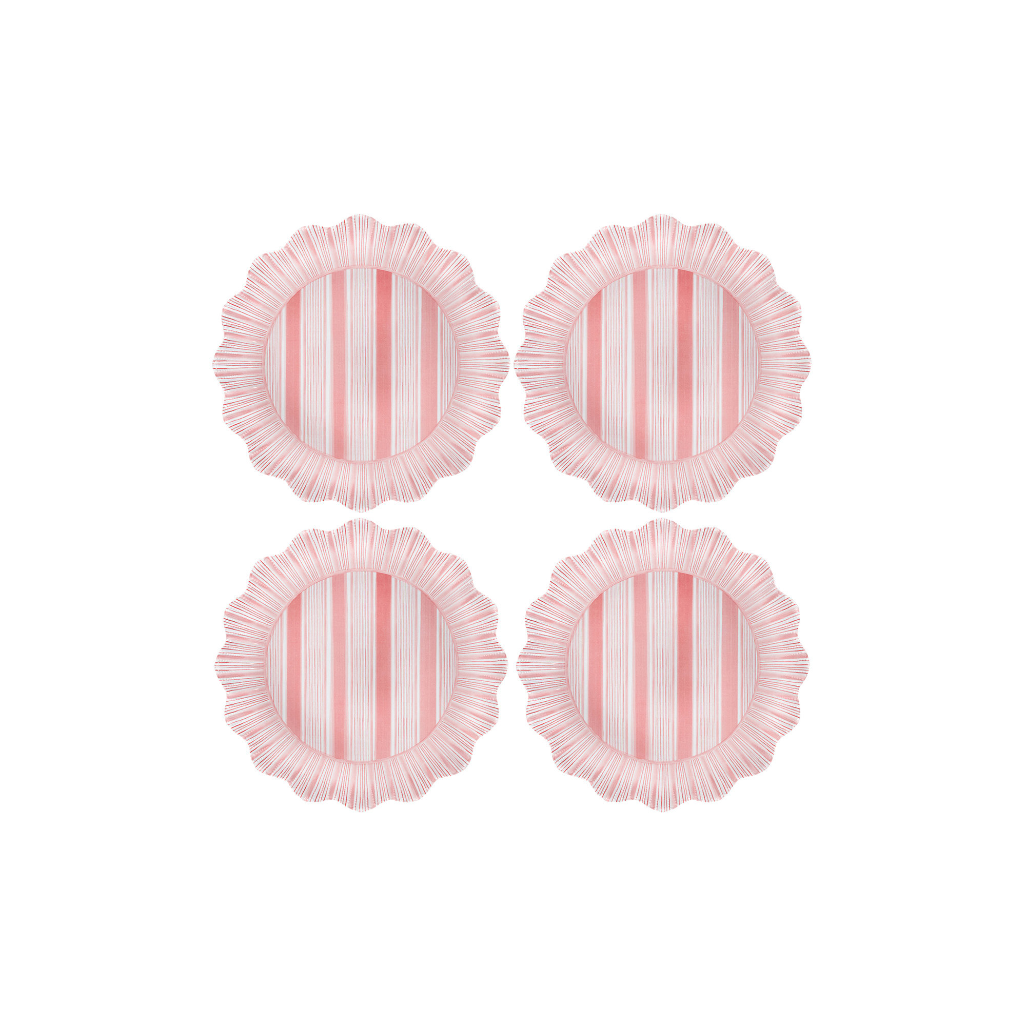 Cabana Stripe Melamine Dinner Plates, Coral