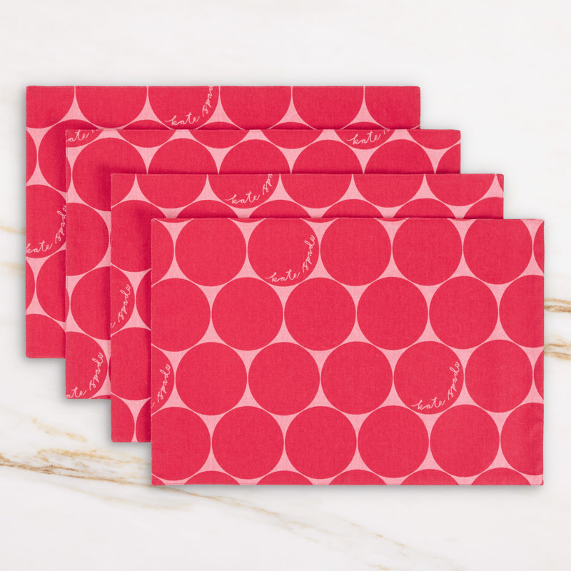Loop And Dot 100% Cotton Polka Dots Rectangle, Pink Blush