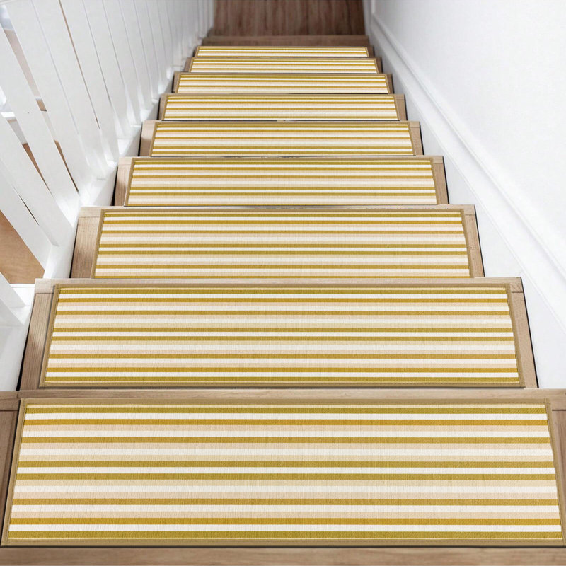 Tapis d'escalier antidérapant, Rayures beiges