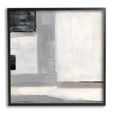Stupell Industries Modern Abstract Urban Air By Sally Swatland - Floater Frame Painting On Wood In Midnight Black Framed Giclee