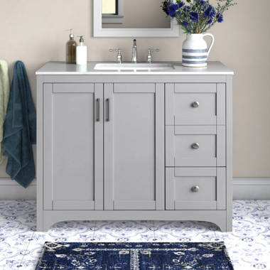 Breakwater Bay Saur 42'' Free Standing Single Bathroom Vanity with  Engineered Stone Top & Reviews