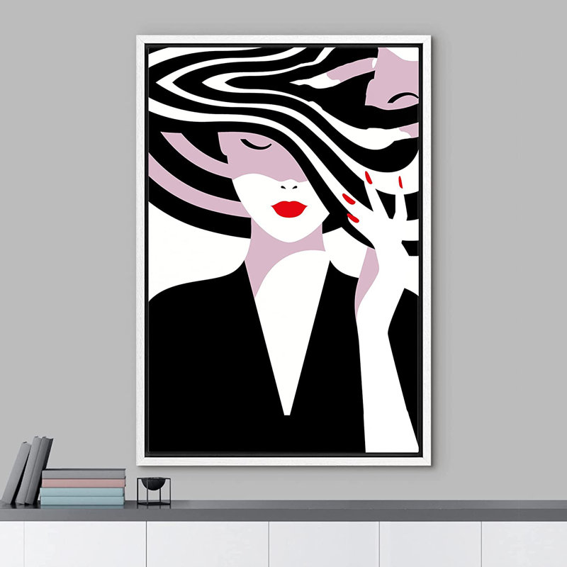Impression sur toile, encadrée de femme élégante, H 36 po x l 24 po x P 1,5 po, Blanc