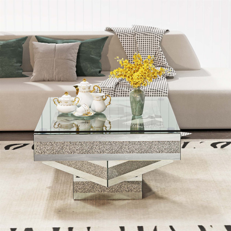 Table basse en verre à miroir Modern Modern Glam