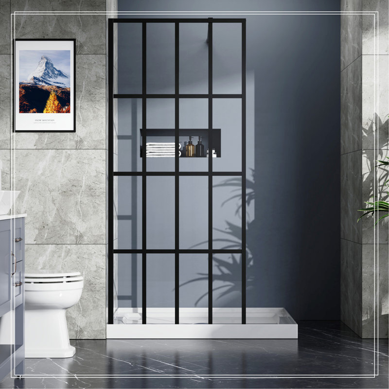 Porte de douche 34 po x 72 po avec finition noire