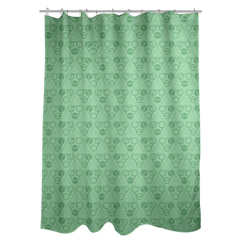 Rideau de douche simple cercles et vagues classic, Vert