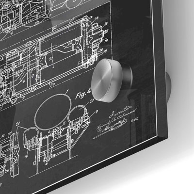 'Steam Locomotive Blueprint Chalkboard Patent' Acrylic Glass Wall Art