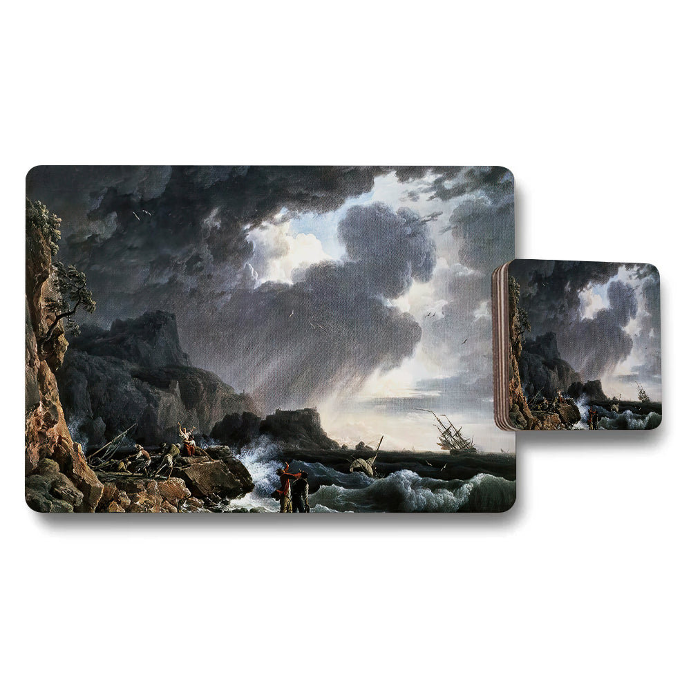 Stormy Coast and Shipwreck Placemats and Coaster Set
