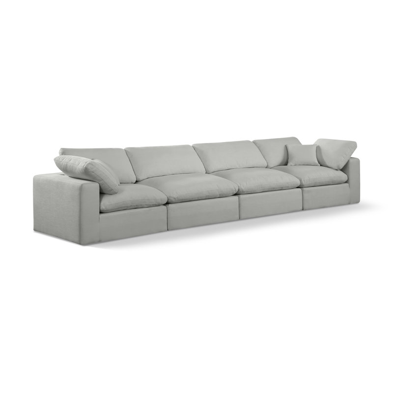 Hollynd 158" Linen Modular Sofa, Grey Linen Textured Fabric