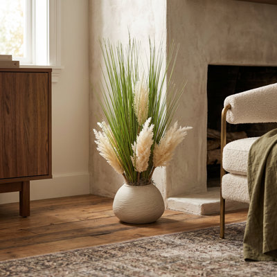 Pampas and Grass in Fiberstone Vase
