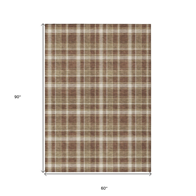 Tapis d'intérieur antidérapant lavable antidérapant 5 pi x 8 pi chocolat et ivoire 5 pi x 8 pi
