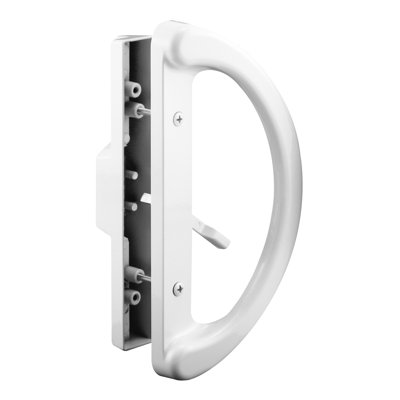 Prime-Line Mortise Style Sliding Patio Door Handle Set - Replace Old or Damaged Door Handles Quickly and Easily  White Diecast, Non-Keyed, Fits 3-15/16 in. Hole Spacing (1 Set)