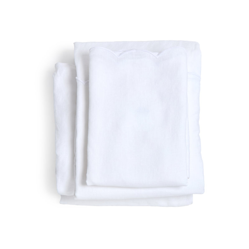 Ensemble de draps Kelly, Blanc, Ensemble de draps pour très grand lit californien