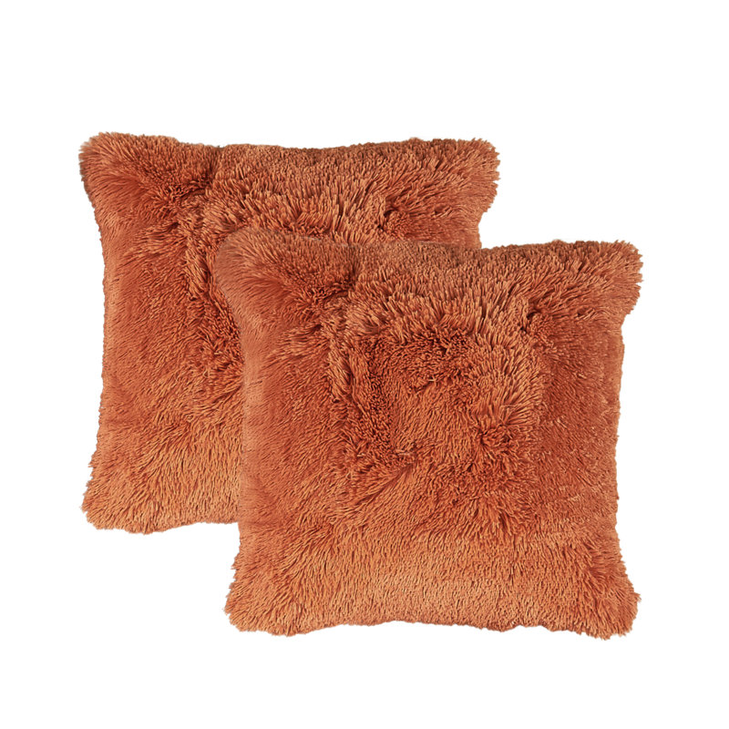 Shaggy Shaggy Euro Square Pillow Cover, Burnt Orange