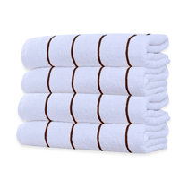 Aston and Arden White Turkish Luxury Striped Towels with for Bathroom 600 gsm, 30x60 in., 2-Pack , Super Soft Absorbent Bath Towels - Sand