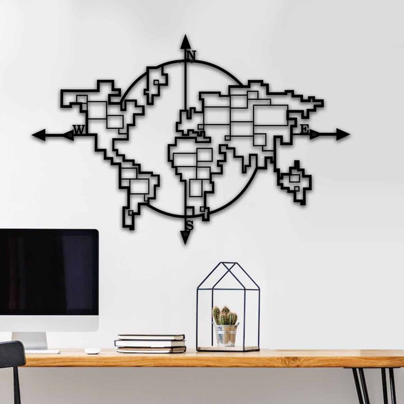 Élégant accessoire mural en métal noir, 29,1 po x 19,3 po | Fabrication 100% métal durable (épaisseur: 0,06 pouce) | Fixation murale facile avec crochet arrière | Parfait pour la décoration intérieure et les intérieurs modernes