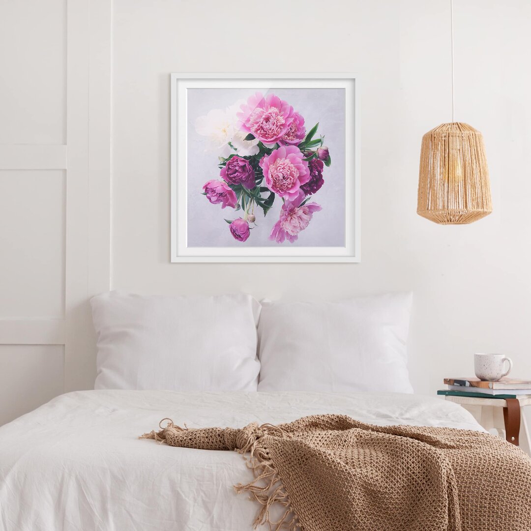 Gerahmter Grafikdruck Peonies Shabby Pink White