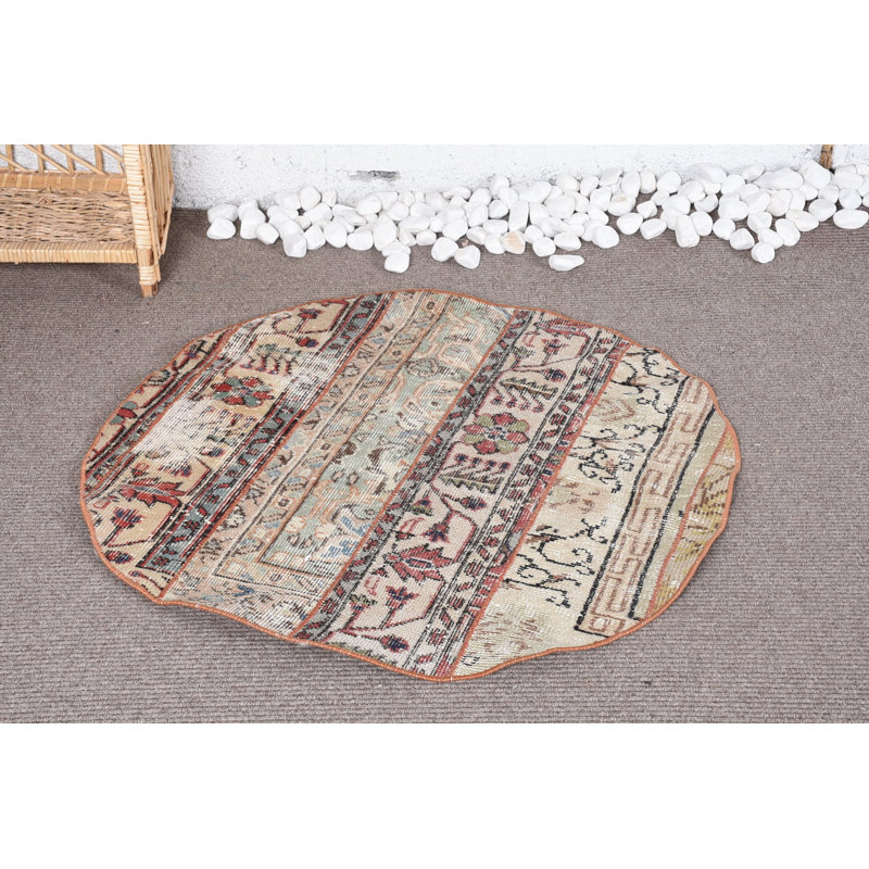 Tapis de cuisine beige, petits tapis de 3,1 x 3,1 pieds, tapis de cuisine, tapis de sol, tapis turc, tapis rétro