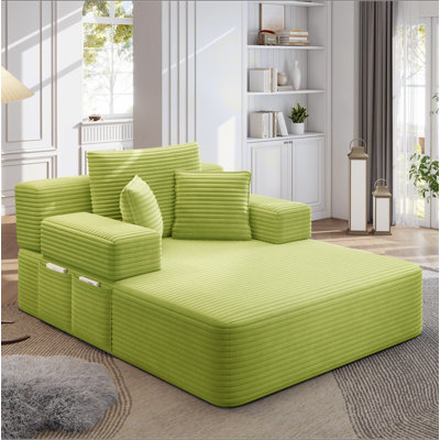 Très grand canapé-lit en velours côtelé moelleux, canapé-lit convertible avec poches de rangement, 3 coussins moelleux, canapé sans cadre multifonctionnel pour appartement, cinéma maison, chambre d'amis, dortoir