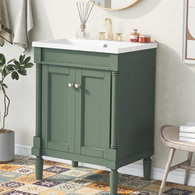 Shveta 24.01'' Single Bathroom Vanity with Solid + Manufactured Wood Top