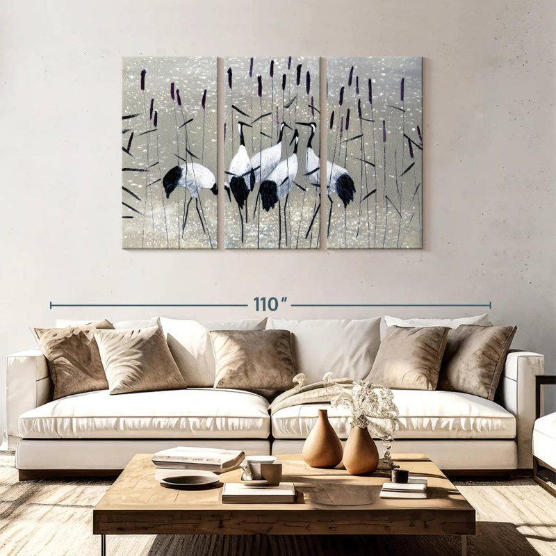 Brampt Crane Birds In The Reeds, 48" H x 74" W