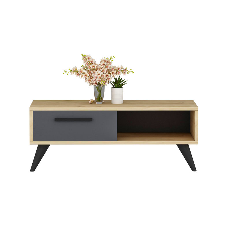 Table basse à 4 pieds, Brun clair / gris, Brun pâle