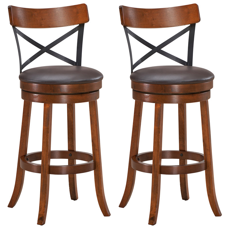 Laclair Swivel Upholstered Counter Stool with Solid Wood Frame, Bar Stool (29.5” Seat Height), 2