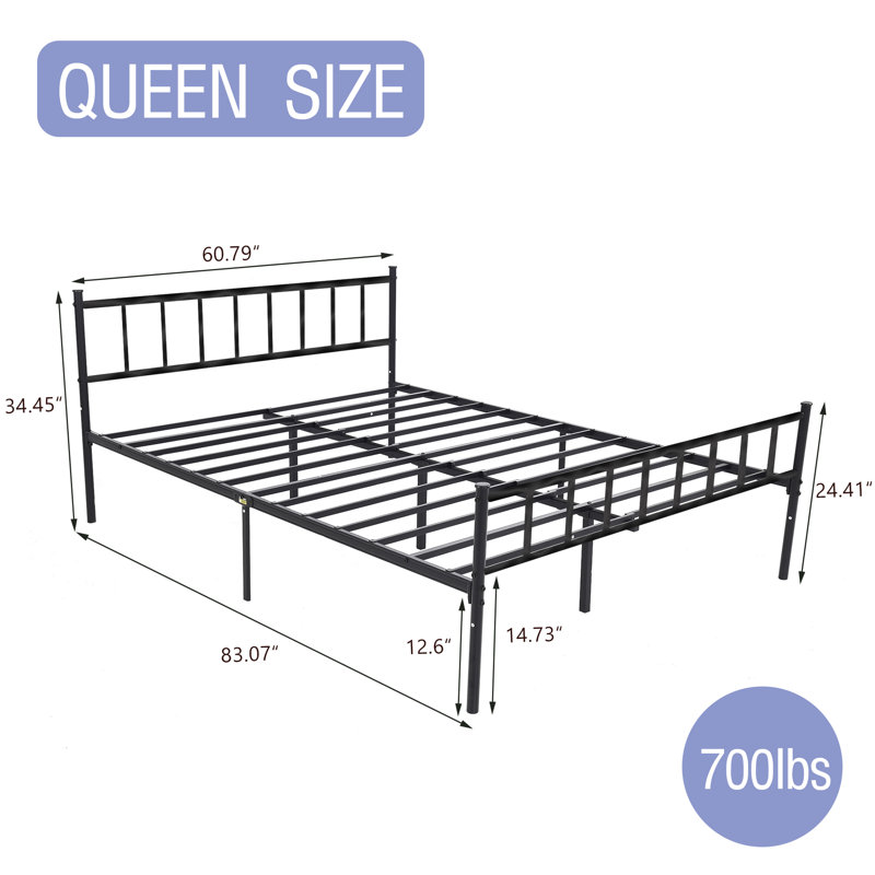 Metal Platform Bed Frame, Queen, Black