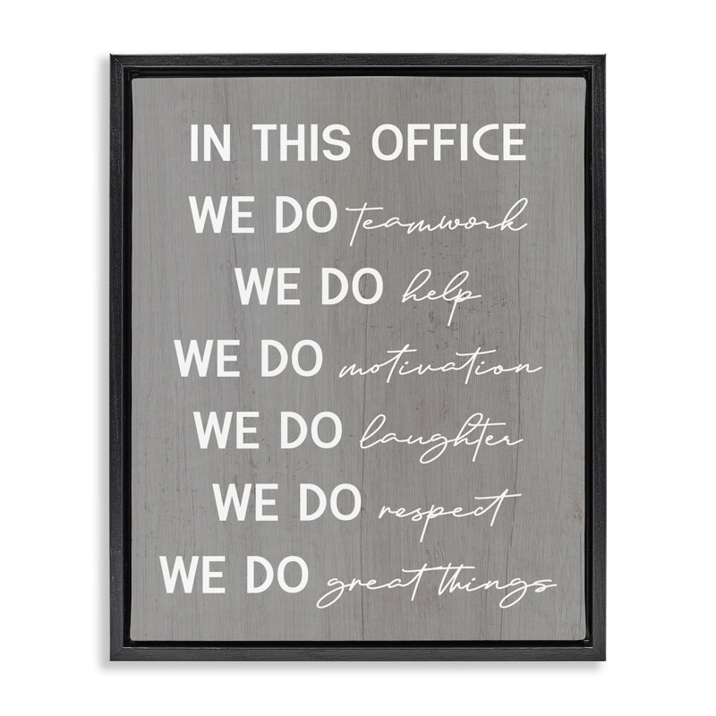 Inspirational Office Phrases Framed Floater Canvas Wall Art by Daphne Polselli, 31" H x 25" W, Jet Black Floater Frame