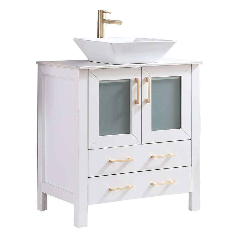 30'' White Modern Free-Standing Single Bathroom Vanity Set