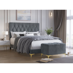 (incomplete)Andrei Upholstered Panel Bed With Storage Bench