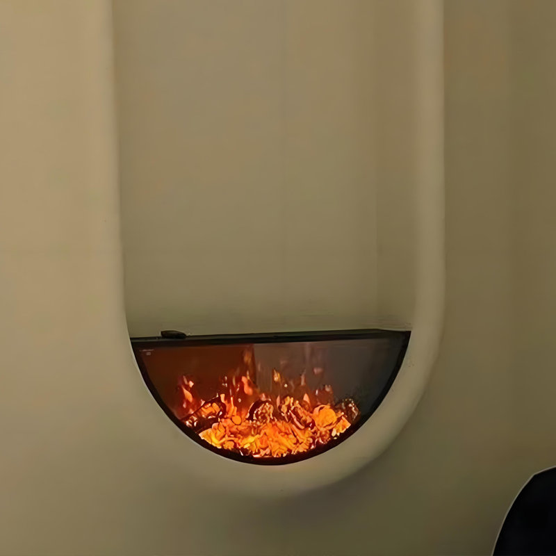 23.62"Black U-shaped Embedded Simulated lame Decorative Electric Fireplace, 12.2" H x 23.62" W x 5.91" D