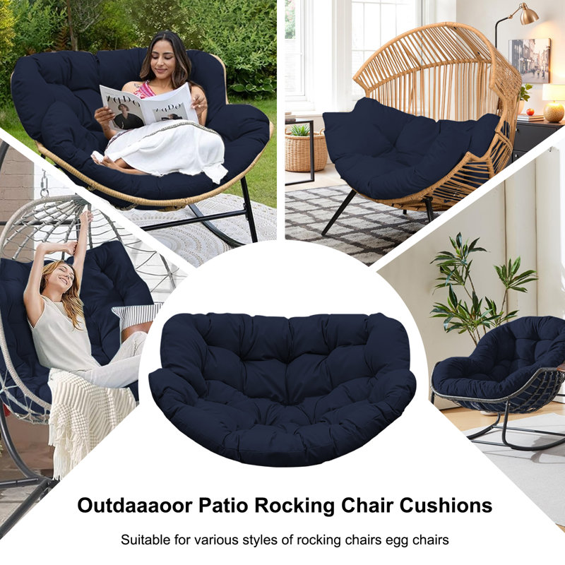 Coussin de chaise berçante d'extérieur, coussin de chaise Papasan de 6,3 po d'épaisseur, Bleu très foncé