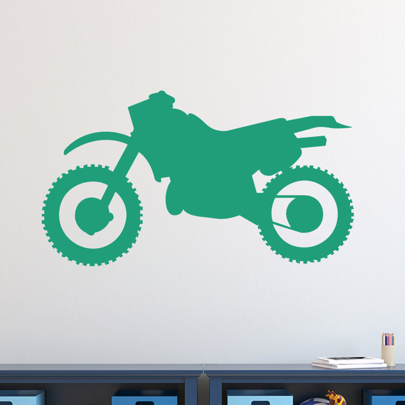 Décalcomanie murale silhouette de vélo à saleté, Bleu sarcelle