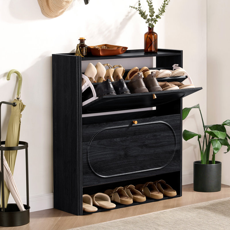 20 Pair Shoe Storage Cabinet, Black