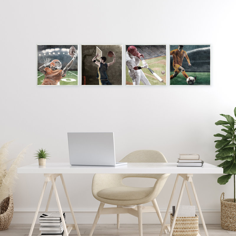Ensemble de plaques murales 4 pièces Sports Balls In Action, design par Kim Allen
