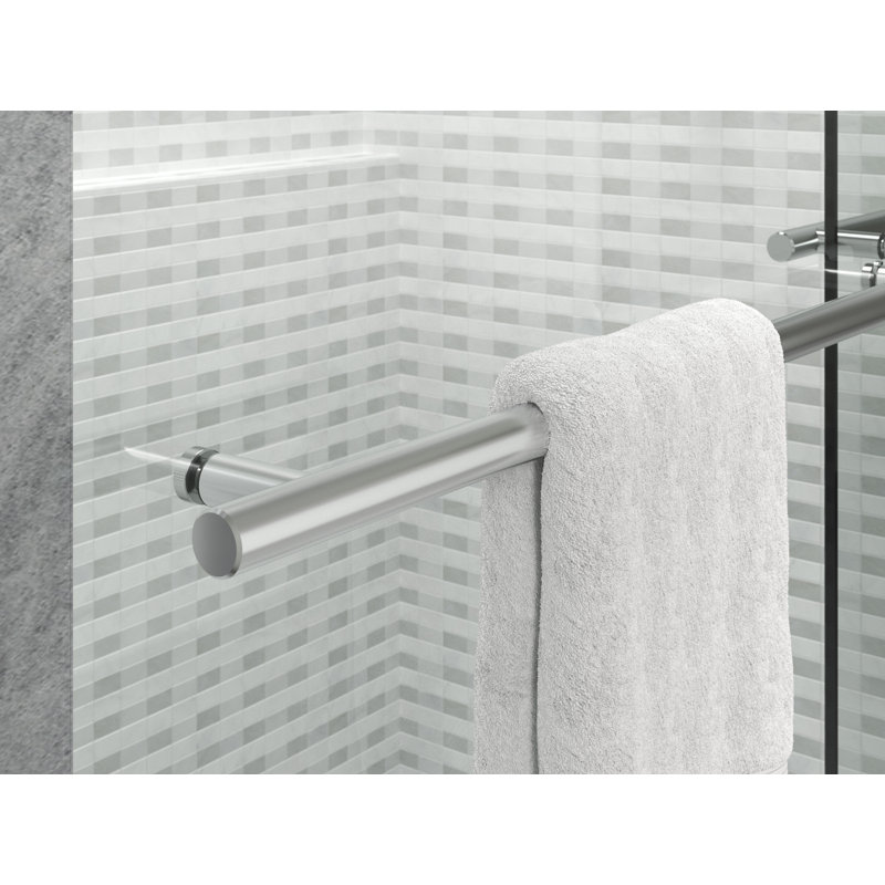 Levity Plus Less Sliding Shower Door, 77-9/16 In. H X 44-5/8 - 47-5/8 In. W, With 5/16 In.-Thick Crystal Clear Glass, Silver