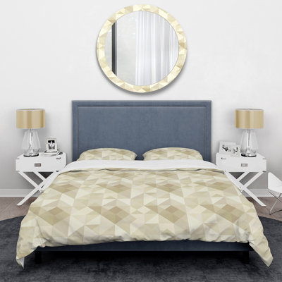 Beige Cream Modern Triangle II - Modern Duvet Cover Set