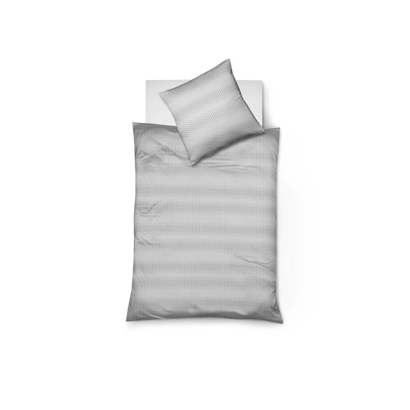 Cotton Damask Duvet Cover Set with Pillowcases, Silver, Double - 2 Pillowcases (80 x 80 cm)
