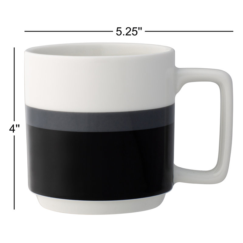 Verres à rayures Norstake Colorstax, 16 oz, Noir, 4