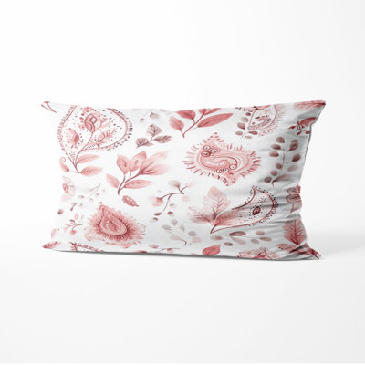 Coussin décoratif French Country - Coussin décoratif rouge et blanc à motif cachemire délicat