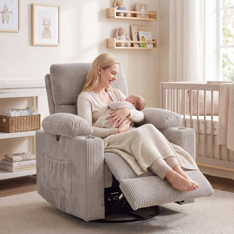 Fauteuils inclinables et pivotants électriques Veya avec appui-tête et accoudoirs réglables, avec fonctions de massage et de chauffage