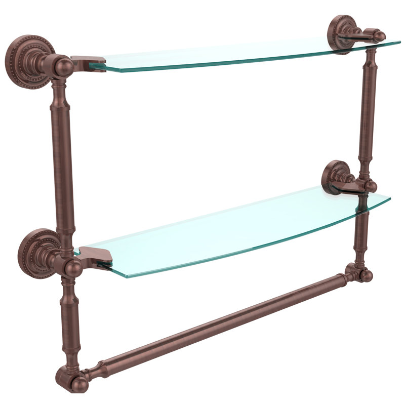 Tablette à 2 niveaux avec barre à serviettes Marchmont, H 15 po x l 22 po x P 6,1 po, Cuivre antique