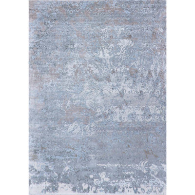 Hand-Knotted High-Quality Silver and Multi-Colored Area Rug