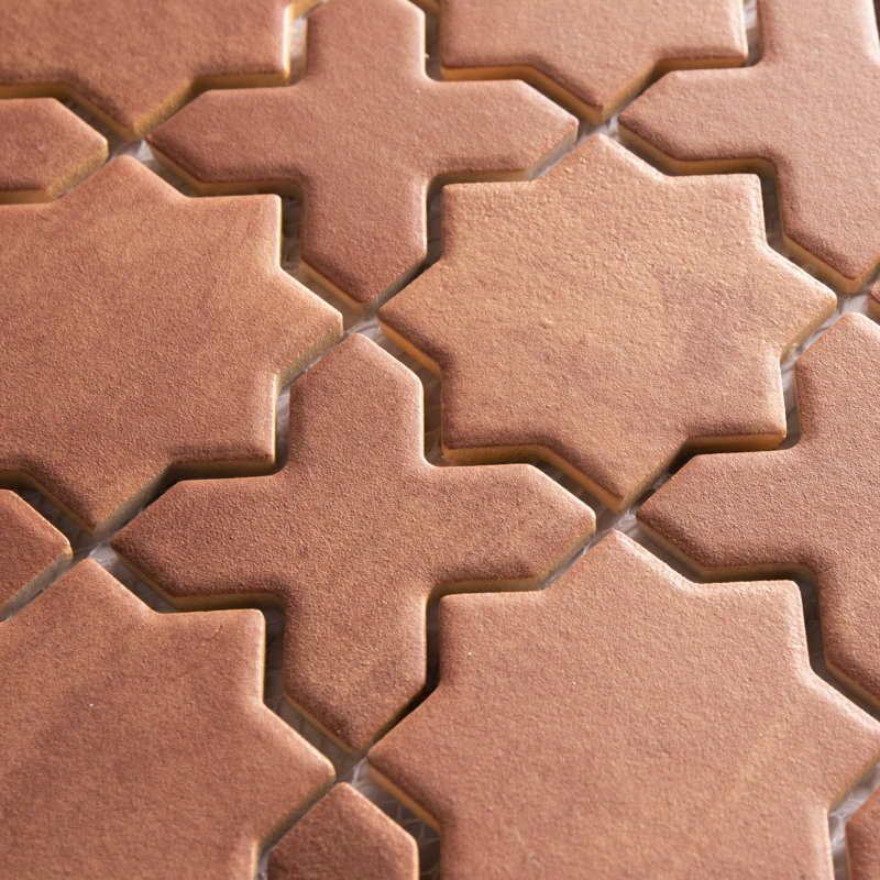 Sentier Des Cotto Star W/Cross 11-7/8 In. X 11-7/8 In. Porcelain Mosaic Tile
