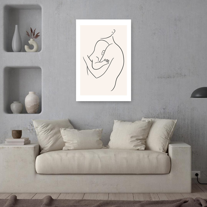 Mother Baby Embrace Abstract Minimalist Wall Art Print by Saskia Michele - Print, 91.44cm H x 60.96cm W