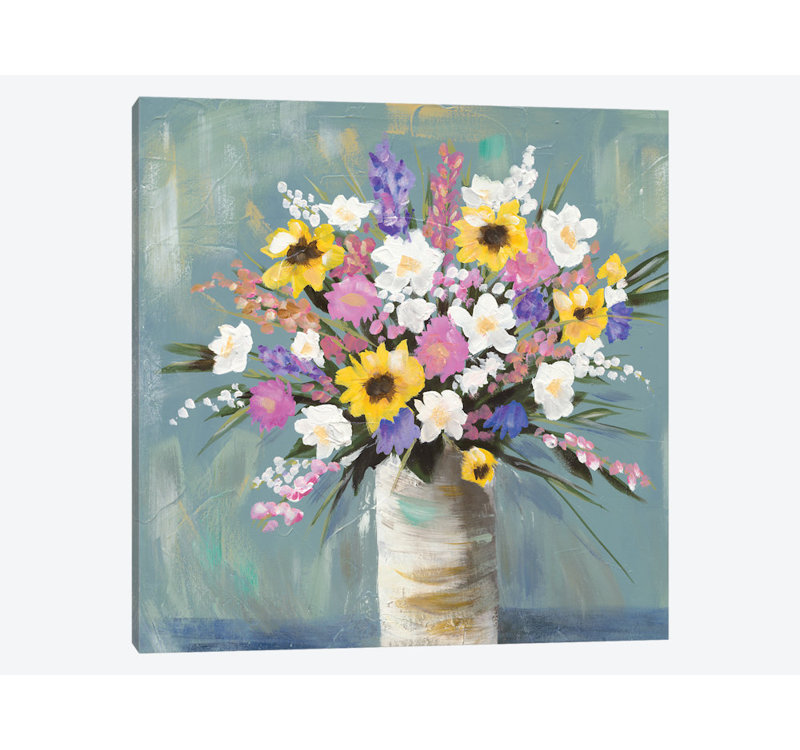 «Mixed Pastel Bouquet I», reproduction sur toile, H 12 po x l 12 po x P 0,75 po, Pas de tapis, Toile tendue