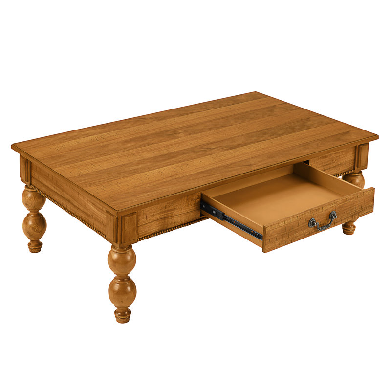 Ensemble de 3 tables basses en bois massif avec tiroir (table incluse seulement), Naturel